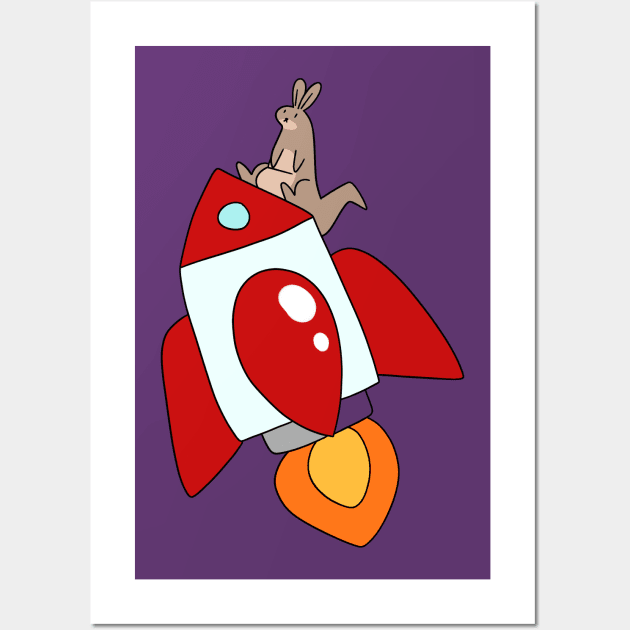 Rocket Ship Kangaroo Wall Art by saradaboru